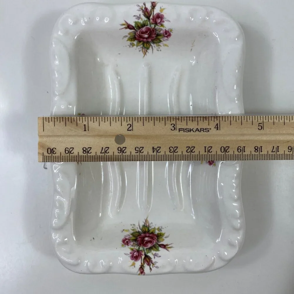 Vintage VB Athena Floral Shaving Mug Brush Holder & Soap Dish Set Vintage